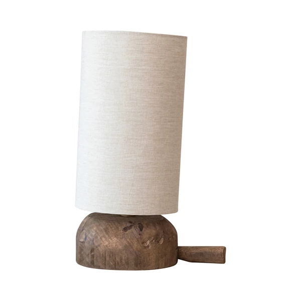 creative co op Reclaimed Wood Table Lamp w/ Cotton Shade & Swivel Neck (Each One Will Vary)