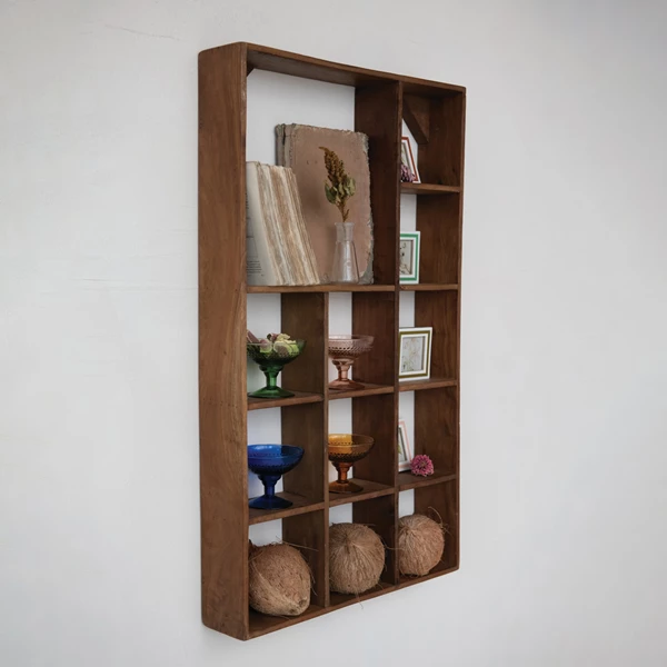 Creative Co Op Reclaimed Wood Vintage Reproduction Wall Shelf W/ 12 Compartments (Each One Will Vary)