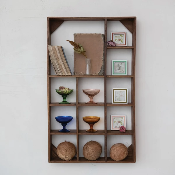 Creative Co Op Reclaimed Wood Vintage Reproduction Wall Shelf W/ 12 Compartments (Each One Will Vary)