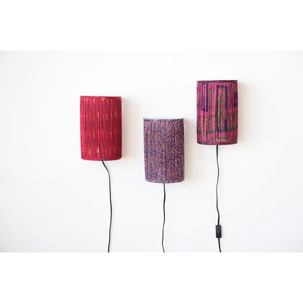Creative Co Op Recycled Sari Fabric And Metal Pleated Wall Sconce With Inline Switch