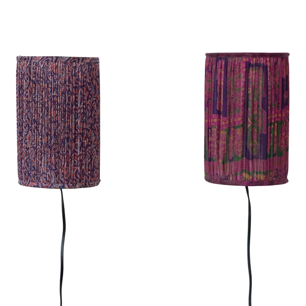 creative co op Recycled Sari Fabric and Metal Pleated Wall Sconce with Inline Switch