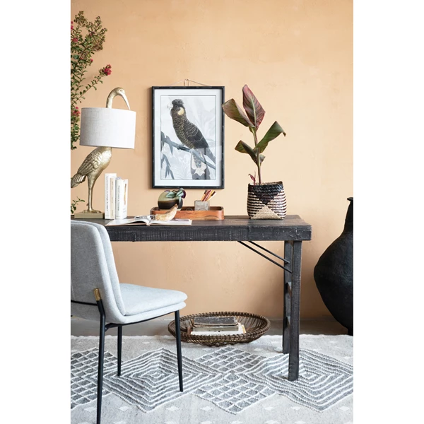 Creative Co Op Resin Bird Table Lamp With White Linen Shade And Inline Switch Gold Finish