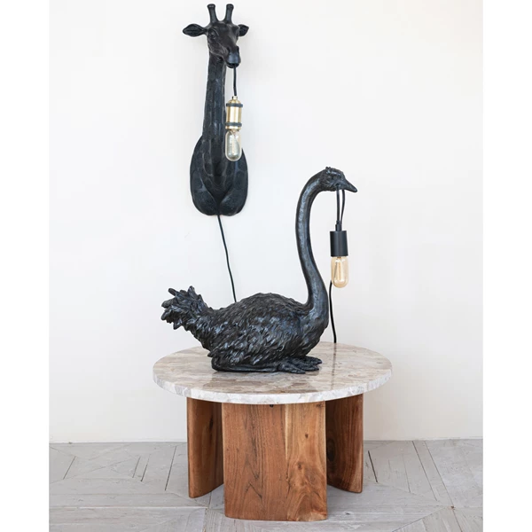 Creative Co Op Resin Ostrich Table Lamp With Inline Switch Black