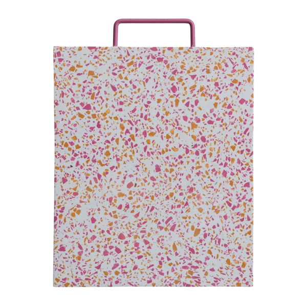 creative co op Resin Terrazzo Cheese/Cutting Board with Pink Enameled Metal Handle
