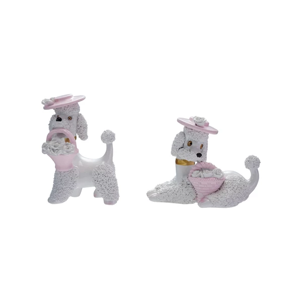 creative co op Resin Vintage Reproduction Poodle with Hat & Basket 2 Styles