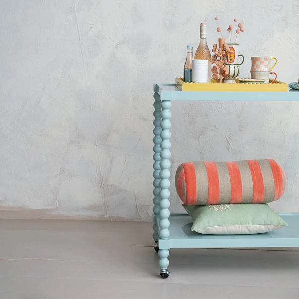 Creative Co Op Rubberwood Lacquered 2-Tier Bar Cart On Casters Blue KD