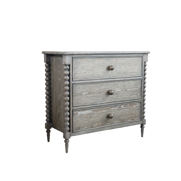 Creative Co Op Rubberwood & Oak Wood Veneer Dresser With 3 Drawers KD