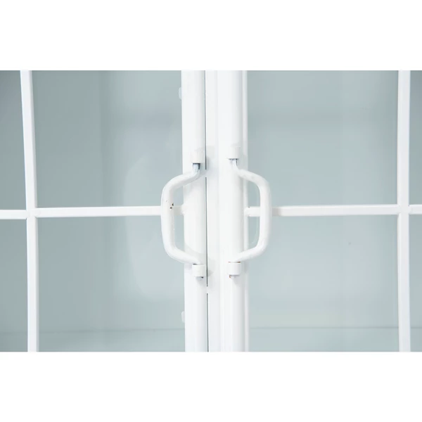 Creative Co Op Rustic Farmhouse Metal Storage Cabinet With 3 Shelves And 4 Doors