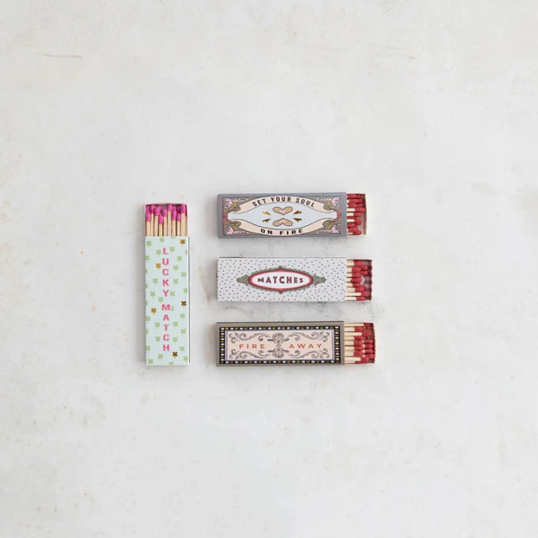 Creative Co Op Safety Matches In Matchbox W/ Saying 4 Styles