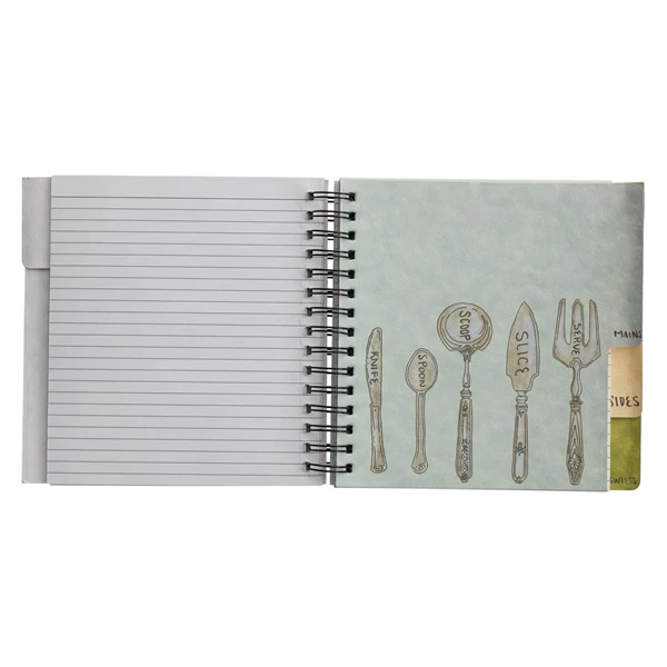 Creative Co Op Spiral Bound Paper Recipes Journal W/ Kitchen Utensils/Tools Pattern