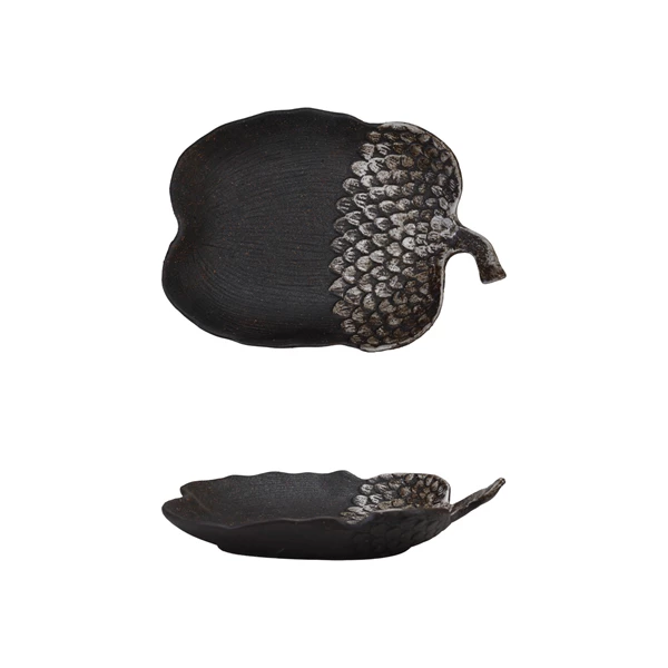 creative co op Stoneware Acorn Shaped Platter Matte Brown (Each Will Vary)