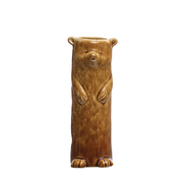 creative co op Stoneware Bear Vase Reactive Crackle Glaze (Each One Will Vary)