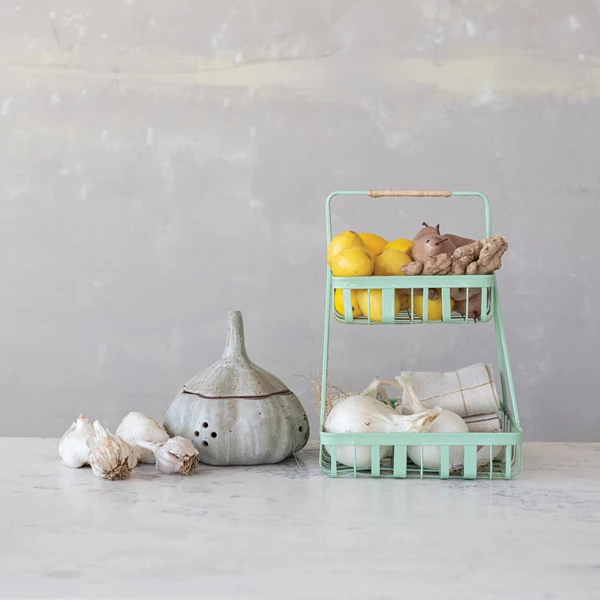 Creative Co Op Stoneware Garlic Shaped Garlic/Onion Keeper (Each Will Vary)