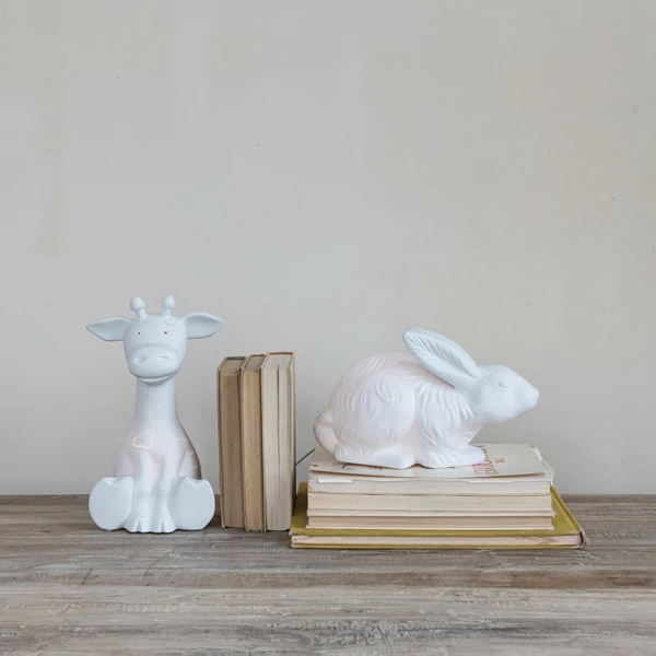 Creative Co Op Stoneware Giraffe Shaped Lamp With Cut-Outs & Inline Switch