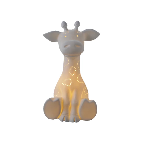 Creative Co Op Stoneware Giraffe Shaped Lamp With Cut-Outs & Inline Switch