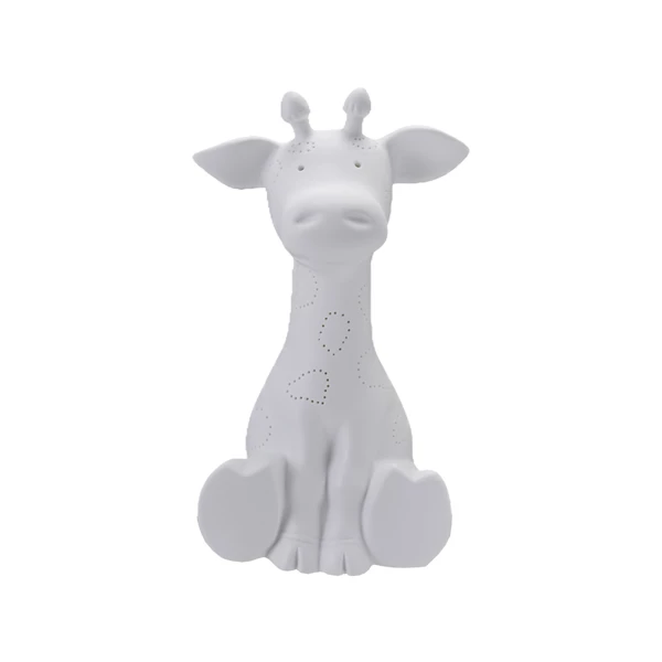 creative co op Stoneware Giraffe Shaped Lamp with Cut-Outs & Inline Switch