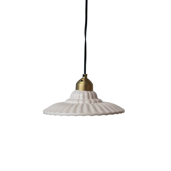creative co op Stoneware & Metal Pleated Pendant Lamp 6' Cord