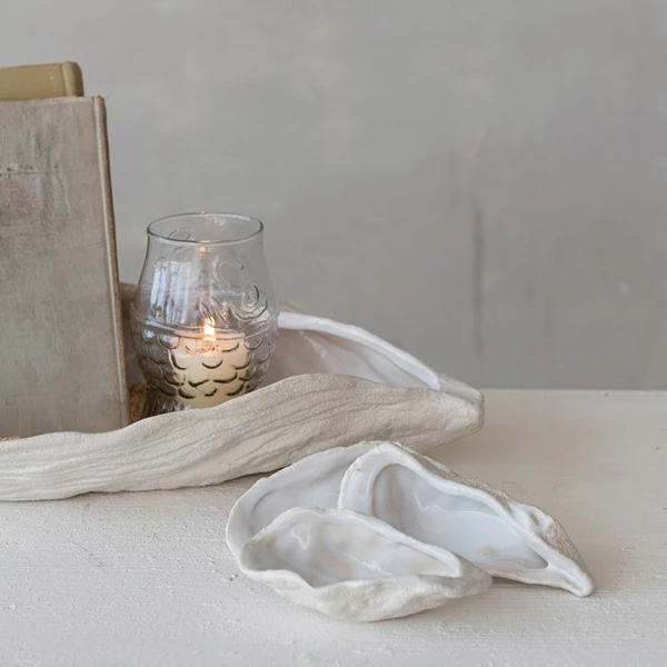 Creative Co Op Stoneware Oyster Shell Shaped Dish 3 Styles (Each Varies)