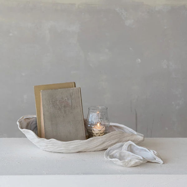 Creative Co Op Stoneware Oyster Shell Shaped Dish 3 Styles (Each Varies)