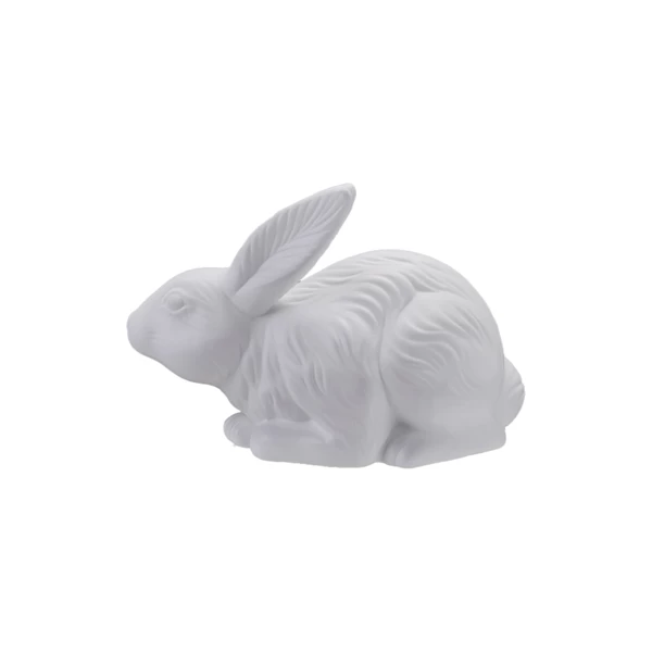 creative co op Stoneware Rabbit Shaped Lamp with Inline Switch Bisque White