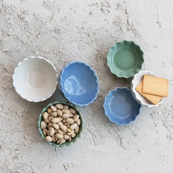 Creative Co Op Stoneware Scalloped Bowl 3 Colors (Each One Will Vary)