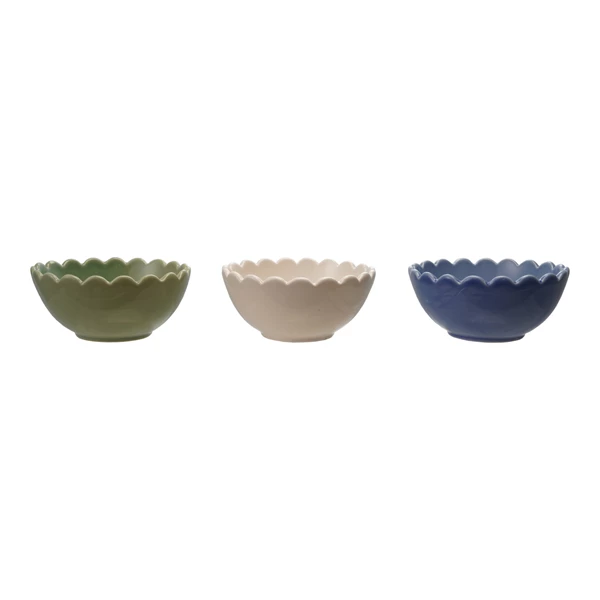 creative co op Stoneware Scalloped Bowl 3 Colors (Each One Will Vary)