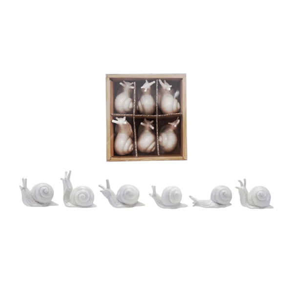 creative co op Stoneware Snails White Boxed Set of 6