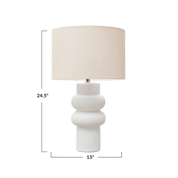 Creative Co Op Stoneware Table Lamp W/ Linen Shade Volcano Finish