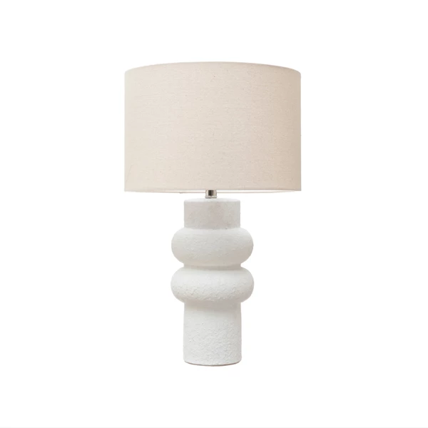 creative co op Stoneware Table Lamp w/ Linen Shade Volcano Finish