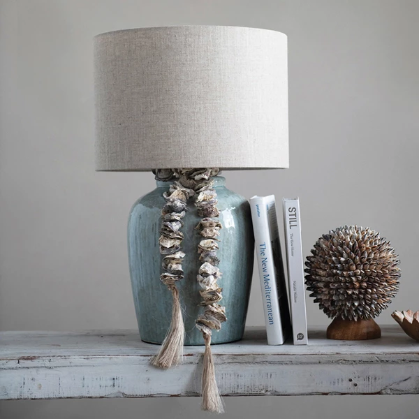 Creative Co Op Stoneware Table Lamp With Linen Shade
