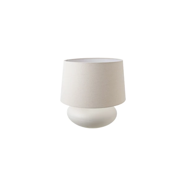 creative co op Stoneware Table Lamp with Linen Shade Matte White