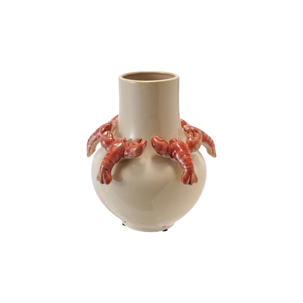 creative co op Stoneware Vase w/ 3D Lobsters Reactive Glaze (Each One Will Vary)