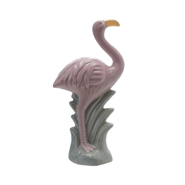 creative co op Stoneware Vintage Reproduction Flamingo with Electroplated Beak