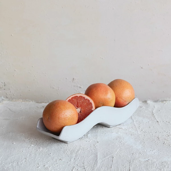 Creative Co Op Stoneware Wave Tray Reactive Glaze (Each One Will Vary)