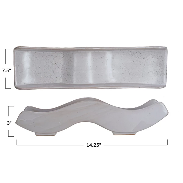 Creative Co Op Stoneware Wave Tray Reactive Glaze (Each One Will Vary)