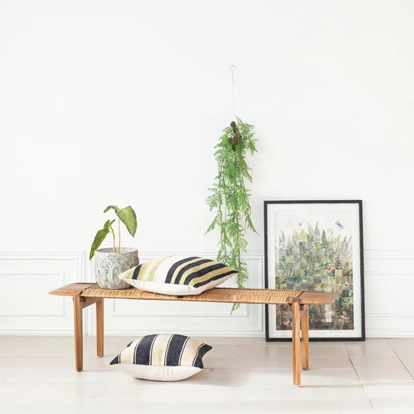 Creative Co Op Teakwood & Rattan Bench W/ Two Tone Joinery Natural KD