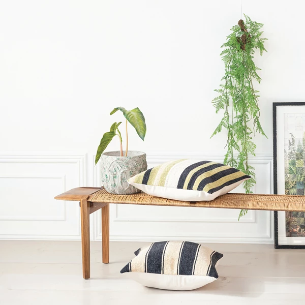 Creative Co Op Teakwood & Rattan Bench W/ Two Tone Joinery Natural KD