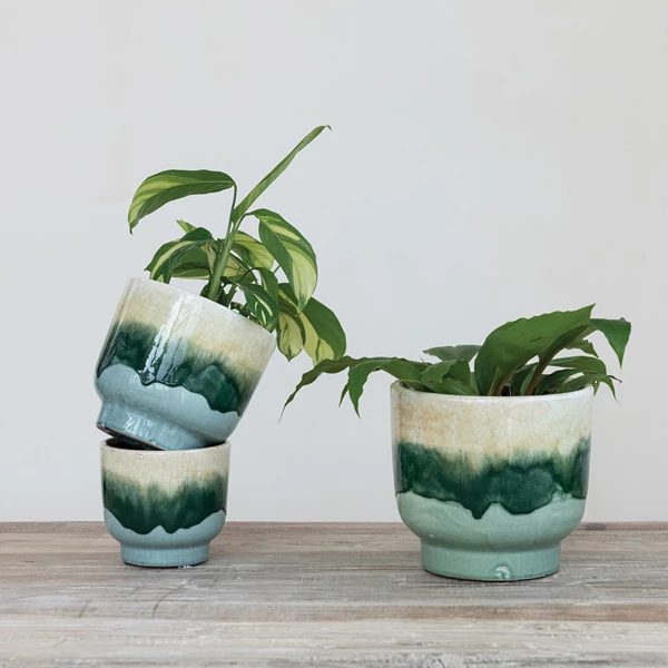 Creative Co Op Terra-cotta Planters Set Of 3 (Holds 5" 6" & 7" Pots) (Each Varies)