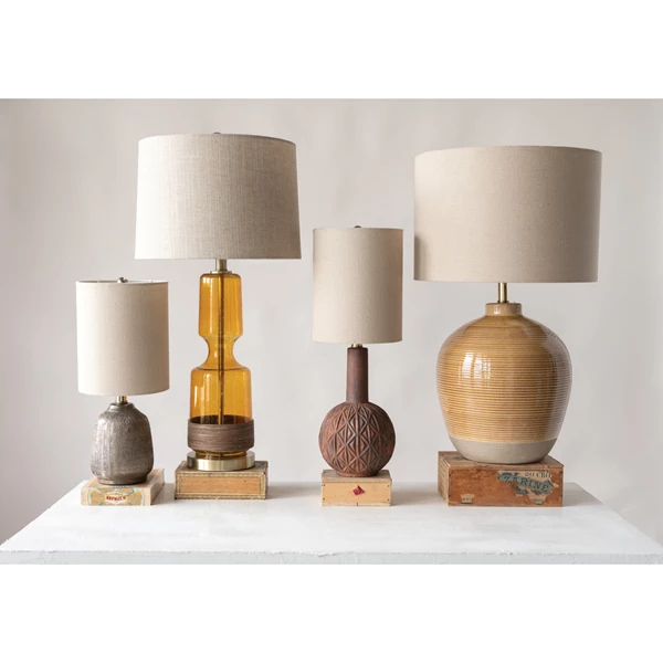 Creative Co Op Terracotta Table Lamp With Linen Shade With Glaze
