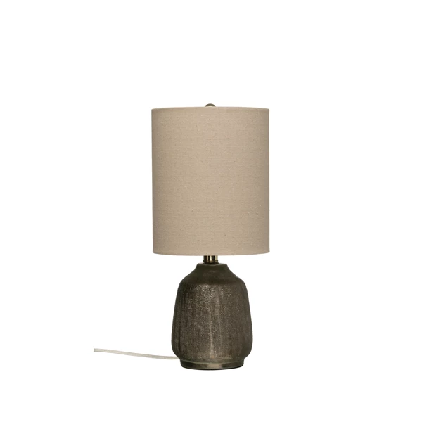 creative co op Terracotta Table Lamp with Linen Shade with Glaze
