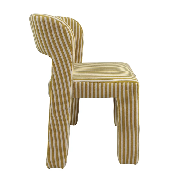 Creative Co Op Terry Fabric Upholstered Striped Dining Chair Cream Color & Yellow
