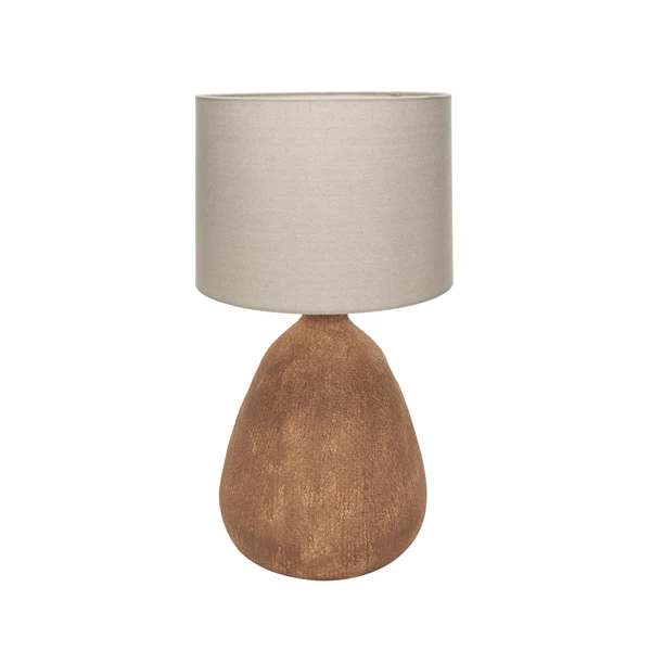creative co op Textured Stoneware Table Lamp w/ Linen Shade