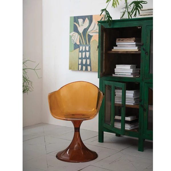 Creative Co Op Transparent Plastic Tulip Chair Amber Color KD