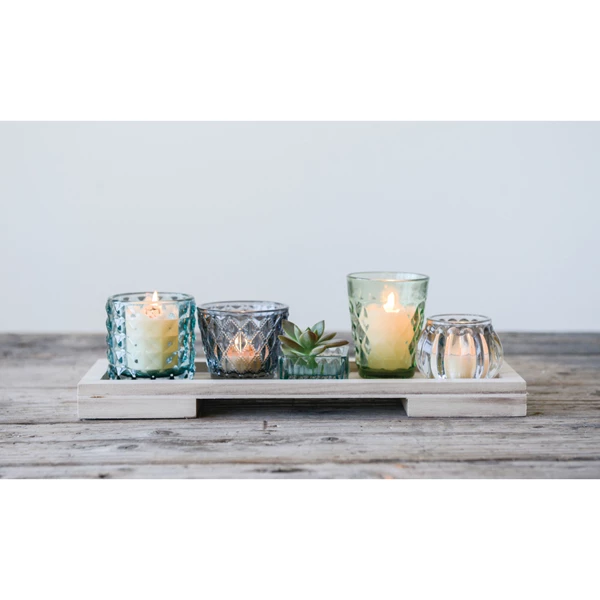 Creative Co Op Tray With Glass Votive/Tealight Holders Set Of 6