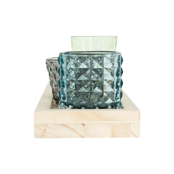 Creative Co Op Tray With Glass Votive/Tealight Holders Set Of 6