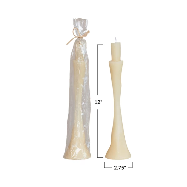 Creative Co Op Unscented Taper In Taper Holder Shaped Candle Cream Color