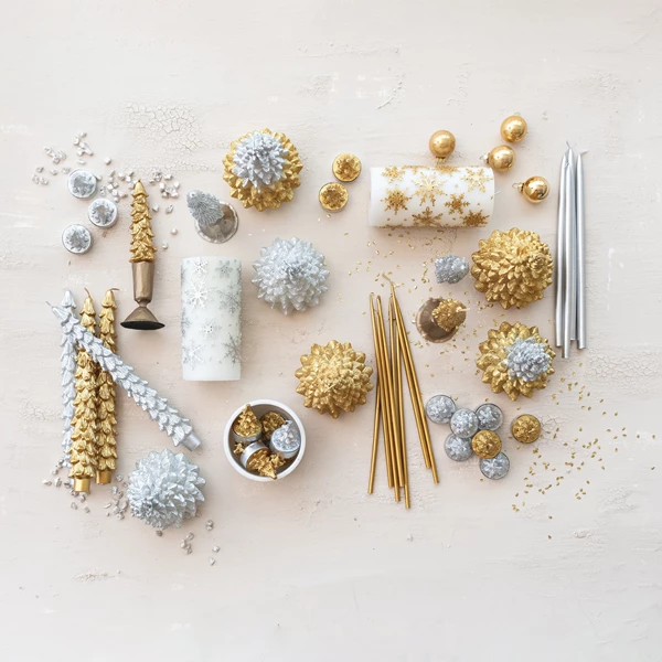 Creative Co Op Unscented Tree Shaped Candle Gold Color (Est. Burn Time 28 Hours)