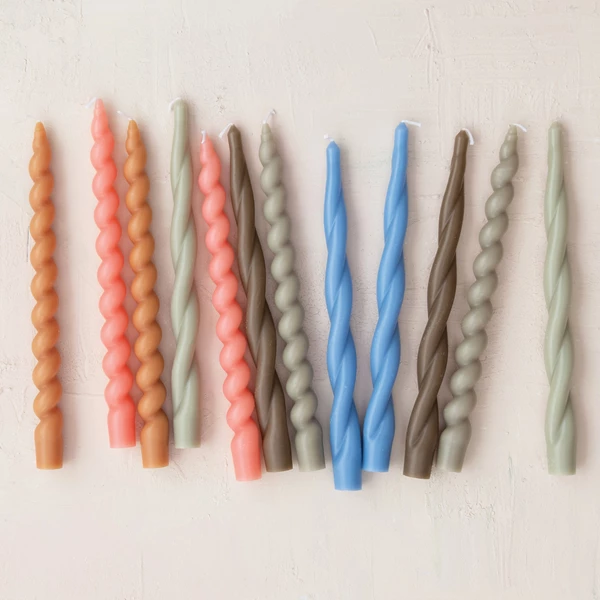 Creative Co Op Unscented Twisted Taper Candles In Box Tan Color Set Of 2 (Est. Burn Time 5 Hours)