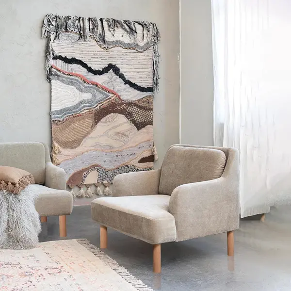 Creative Co Op Velvet Upholstered Chair W/ Oak Wood Legs KD