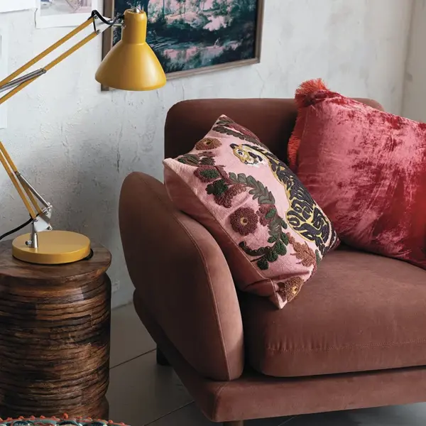 Creative Co Op Velvet Upholstered Chair W/ Oak Wood Legs KD